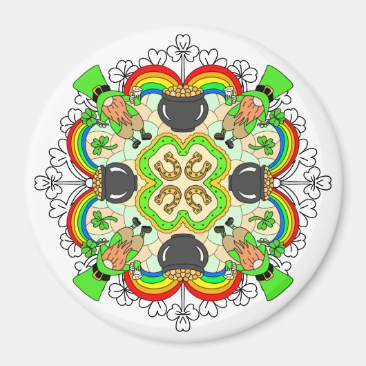 Shamrocks, Leprechauns St Patrick's Day Magneet (Voorkant)