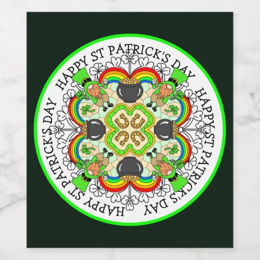 Shamrocks, Leprechauns St Patrick's Day Wijn Etiket (Enkel label)