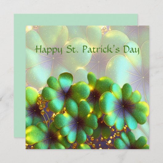 Shamrocks met gouden accenten, St. Patrick's Day Feestdagenkaart (Voorkant / Achterkant)