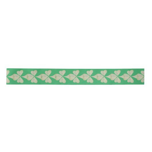 Shamrocks op groen satin-lint lint (Voorkant)
