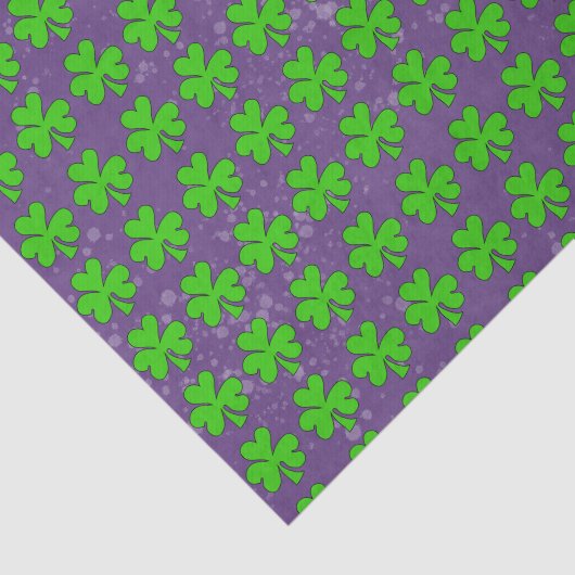 Shamrocks op paarse tissuepapier (Detail)