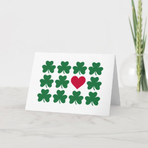 Shamrocks red hart kaart