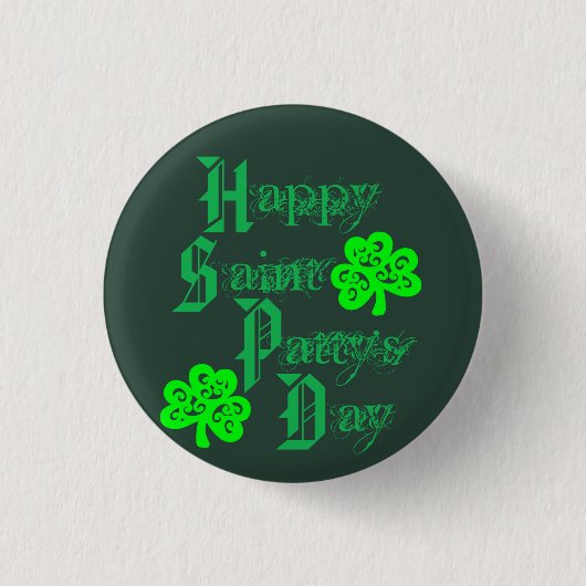 SHAMROCKS RONDE BUTTON 3,2 CM (Voorkant)