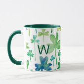 Shamrocks St. Patrick's Day Green Monogram Mug (Gauche)