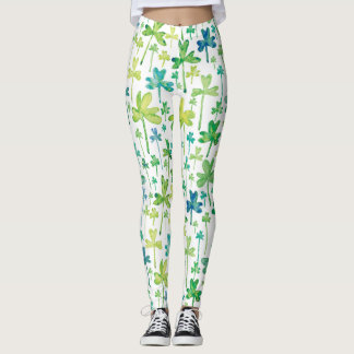 Shamrocks St. Patrick's Day Green White Leggings