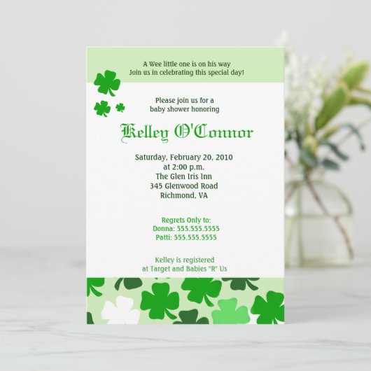 SHAMROCKS ST PATRICKS DAY GROEN Baby shower Kaart (Staand voorkant)