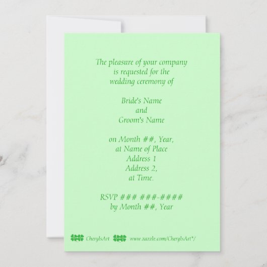 Shamrocks verts avec points d'or Invitation au mar (Dos)