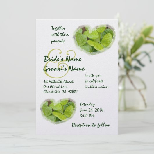 SHAMROCKS VERTS - Faire-part de mariage (Debout devant)