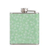  Shamrocks White Outlines on Green Hip Flask Heupfles (Achterkant)