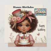 SHANA ~ Carte d'anniversaire ~ Rose ~ (Devant / Derrière)