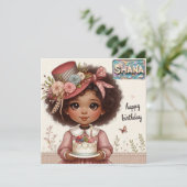 SHANA ~ Carte d'anniversaire ~ Rose ~ (Debout devant)