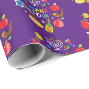 Shana Tova2 cirkels - donker paars Cadeaupapier