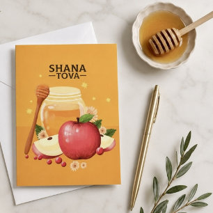 Shana Tova Appels & Honing Illustratie Modern Feestdagen Kaart