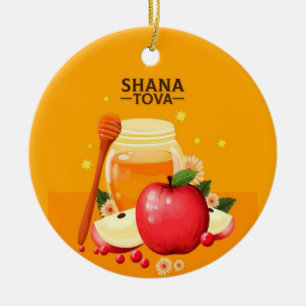 Shana Tova Appels & Honing Illustratie Modern Keramisch Ornament