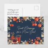 Shana Tova - blauw Briefkaart (Voorkant / Achterkant)