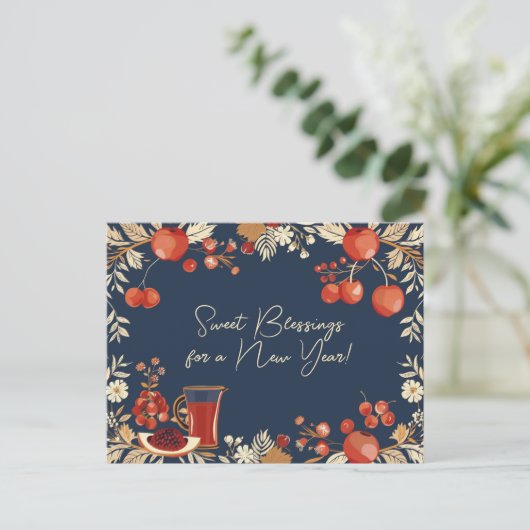 Shana Tova - blauw Briefkaart (Staand voorkant)