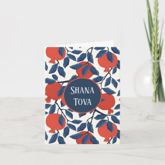Shana Tova Granaatappel Botanisch Ontwerp | Elegan Feestdagen Kaart