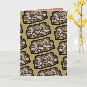 Shana Tova Rosh Hashana Traditionele Joodse Symbol Kaart