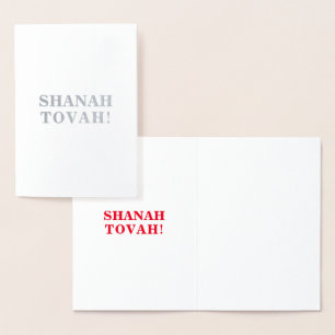 Shanah Tovah, Rode binnenletters - zilver / goud Folie Kaarten