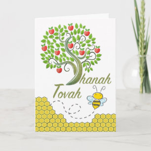 Shanah Tovah, Rosh Hashanah, appelboom, honingbij Kaart