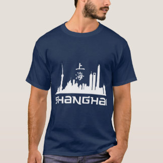 Shanghai China Chinees Schrijven Silhouet Stad pan T-shirt