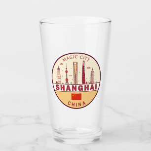 Shanghai China City Skyline Embleem Glas