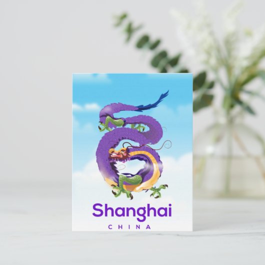 Shanghai China Dragon-reisposter Briefkaart (Staand voorkant)