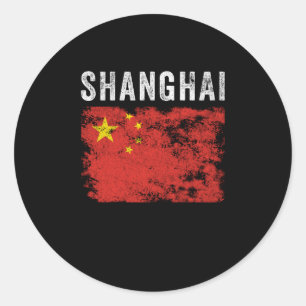 Shanghai China Flag Chinese Souvenir Ronde Sticker