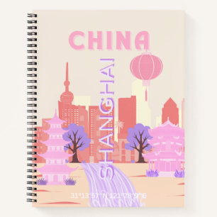 Shanghai China Pastelkleurige Reis Kunst Notitieboek