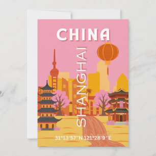Shanghai China Reis Oude Poster Kaart