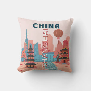 Shanghai China Reis Retro Vintage Poster Kussen