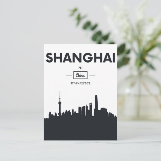 Shanghai, China | Stadscoördinaten Briefkaart (Staand voorkant)