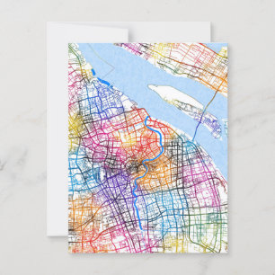 Shanghai China Stadsplattegrond Briefkaart