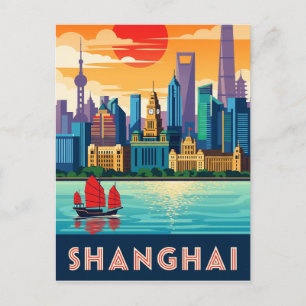 Shanghai China Travel Briefkaart