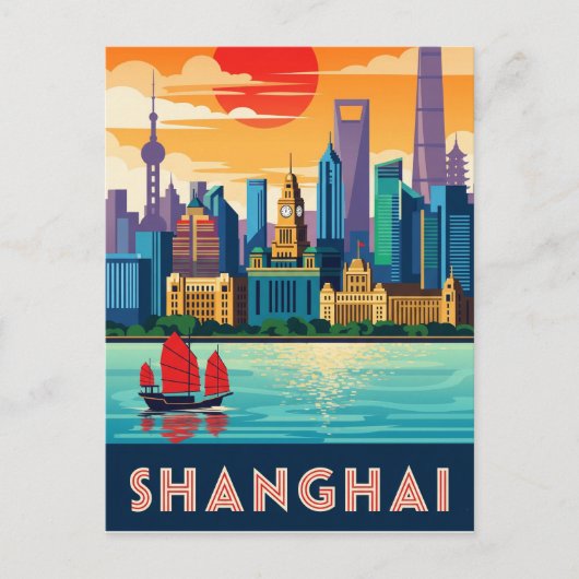 Shanghai China Travel Briefkaart (Voorkant)