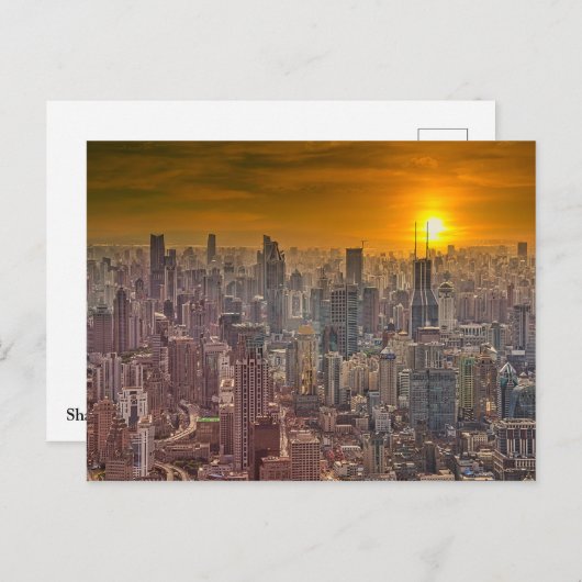 Shanghai City Skyline Briefkaart (Voorkant / Achterkant)