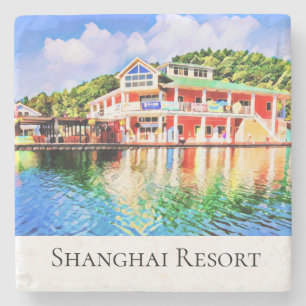 Shanghai Resort Stone Achterbaan Stenen Onderzetter
