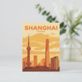 Shanghai Silhouette Reizen Briefkaart (Staand voorkant)
