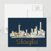 Shanghai Skyline Drawing Briefkaart (Voorkant / Achterkant)