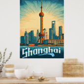 Shanghai Skyline - Prachtig stadsbeeld Poster (Keuken)
