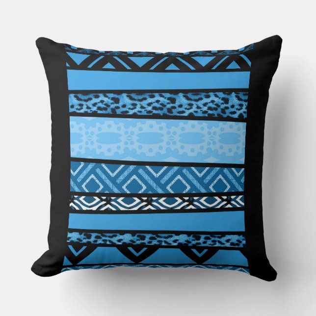 Shango Blue Tribal Design Kussen (Voorkant)