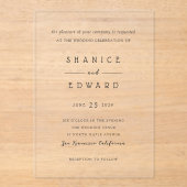 Shanice Modern Wedding Acryl Uitnodigingen (Voorkant)