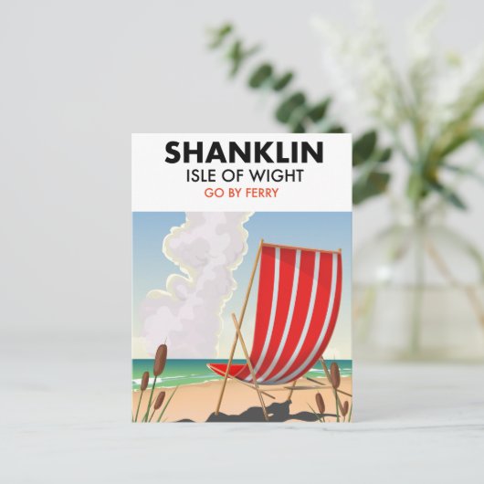 Shanklin Beach is een reisposter. Briefkaart (Staand voorkant)
