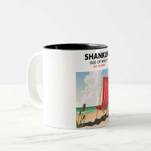 Shanklin Beach is een reisposter. Tweekleurige Koffiemok (Voorkant links)