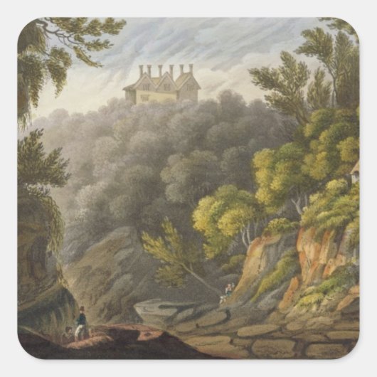 Shanklin Chine uit 'Het eiland Wight Illustrate' Vierkante Sticker (Voorkant)