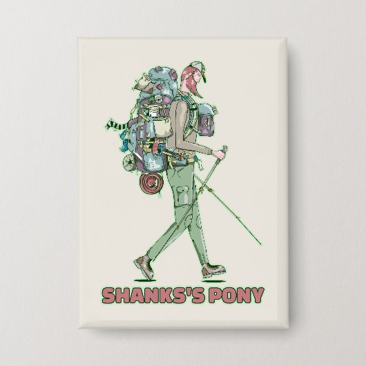 Shanks's pony grappige wandelaar button (Voorkant)