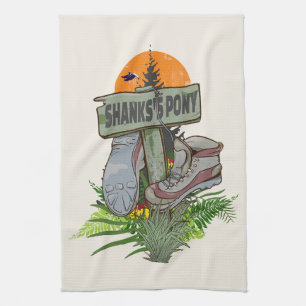 Shanks's pony oude wandelschoenen theedoek