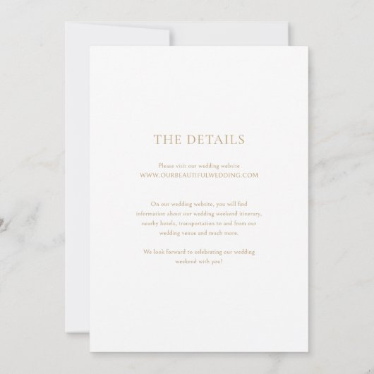 Shannon Gold Elegant Wedding Save The Date (Achterkant)