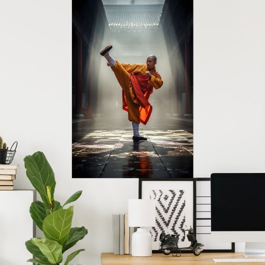 Shaolin Kung Fu krijger Poster (Thuiskantoor)