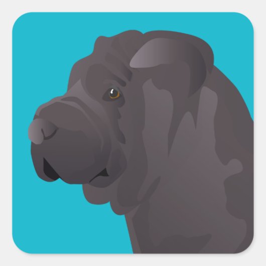 Shar Pei Basic Design Sjablonen Vierkante Sticker (Voorkant)